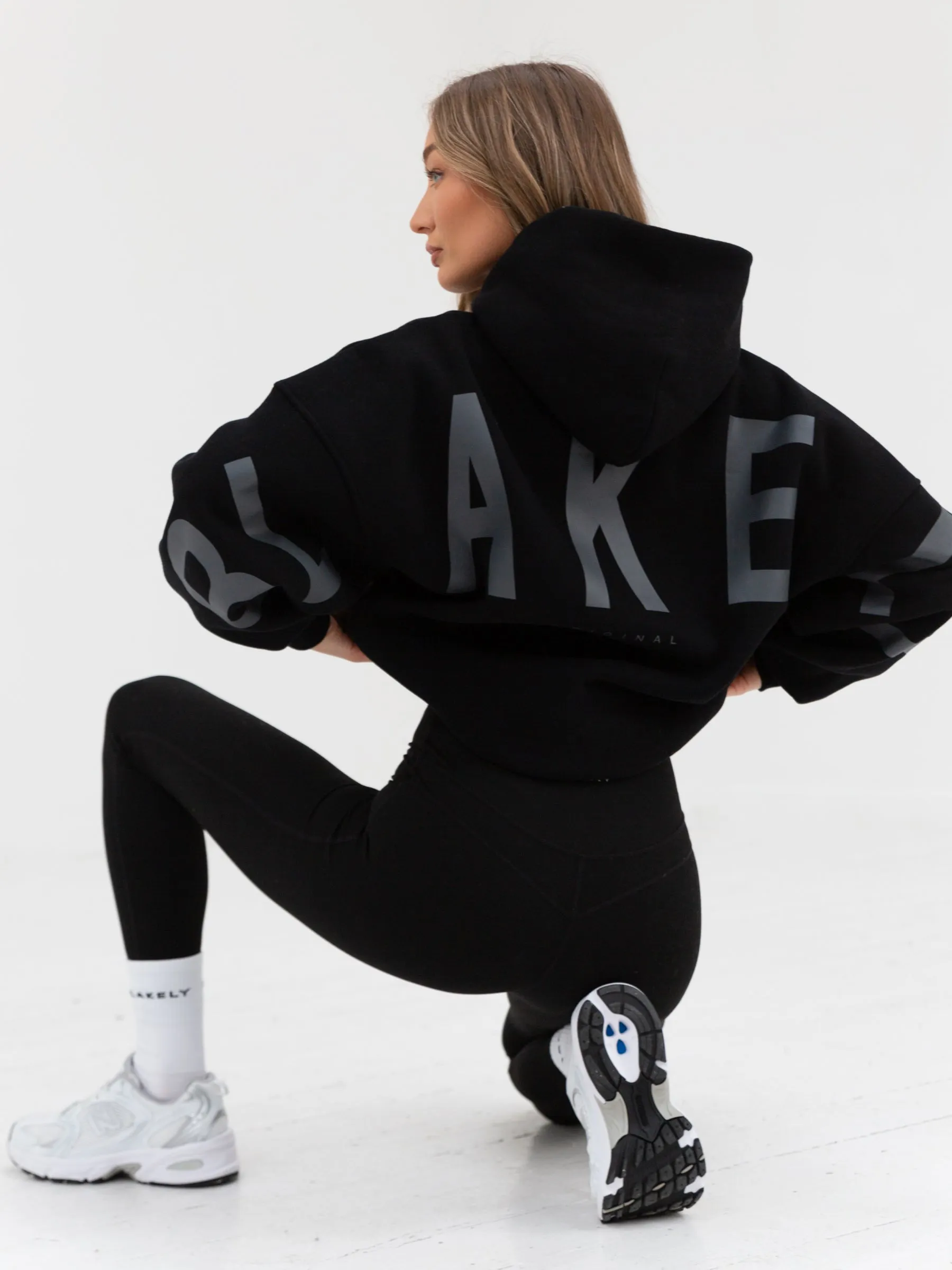 Cheetah like Shiny Finish Tonal Isabel Oversized Hoodie - Black