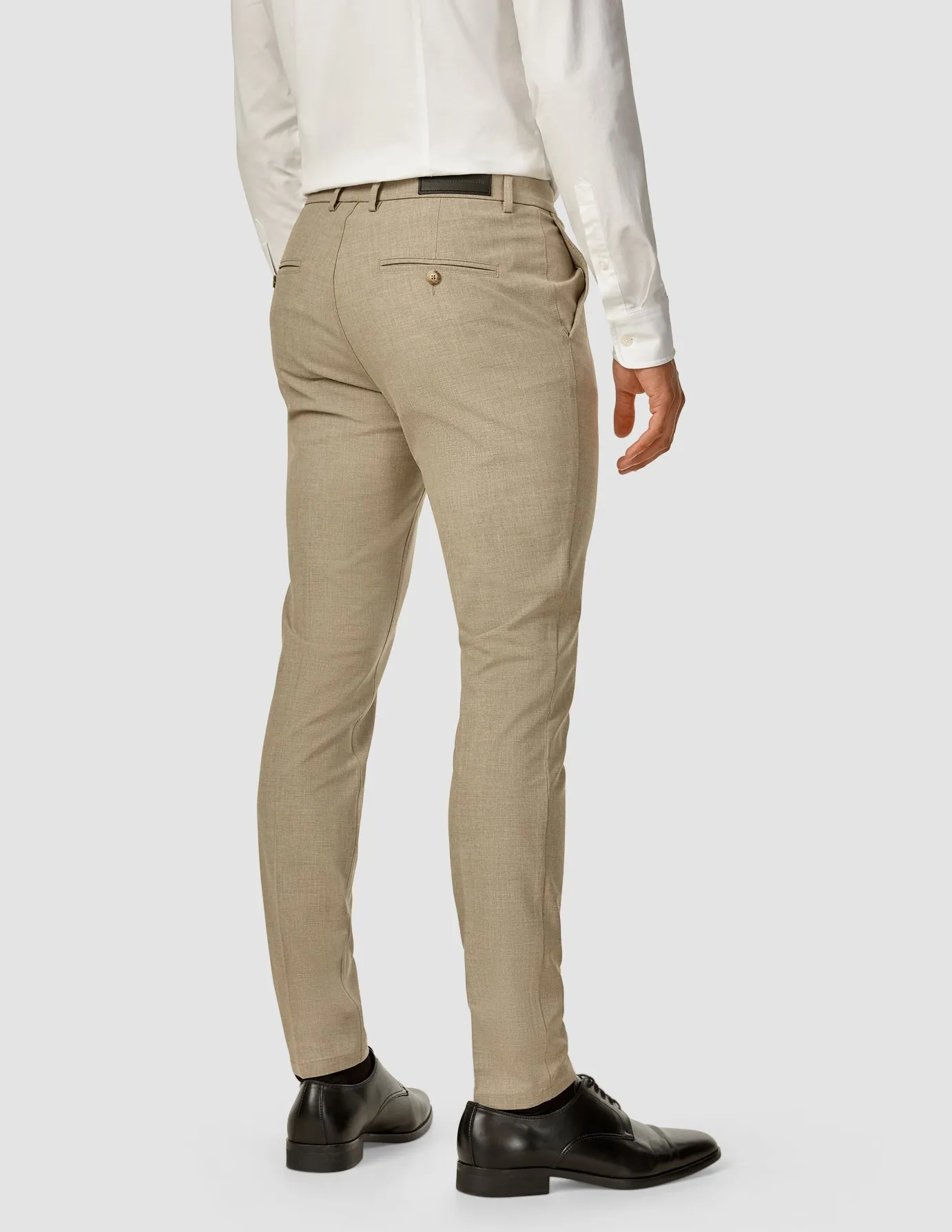 Four Way Stretch Classic Comfort Essential Suit Pants Slim Beige Melange