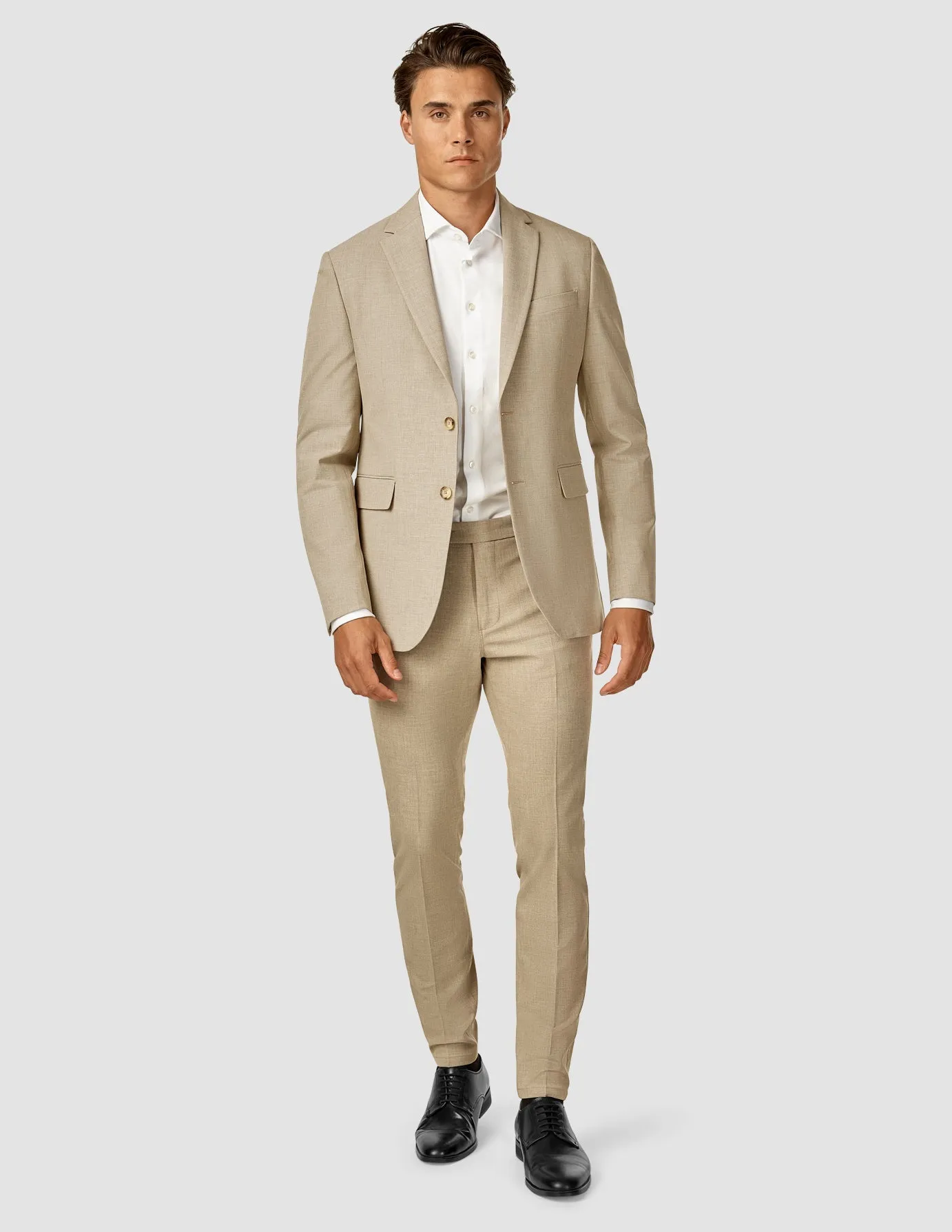 Essential Suit Pants Slim Beige Melange Lightweight Wear