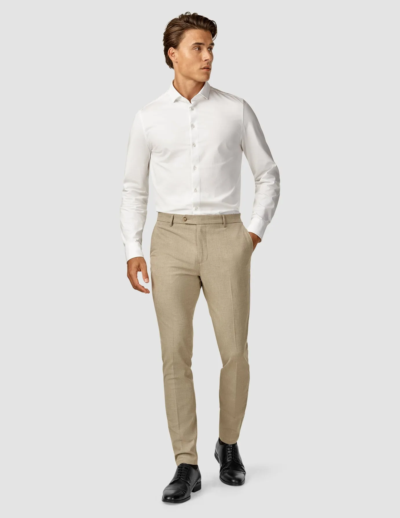 Simple Fit Perfect Stretch Essential Suit Pants Slim Beige Melange