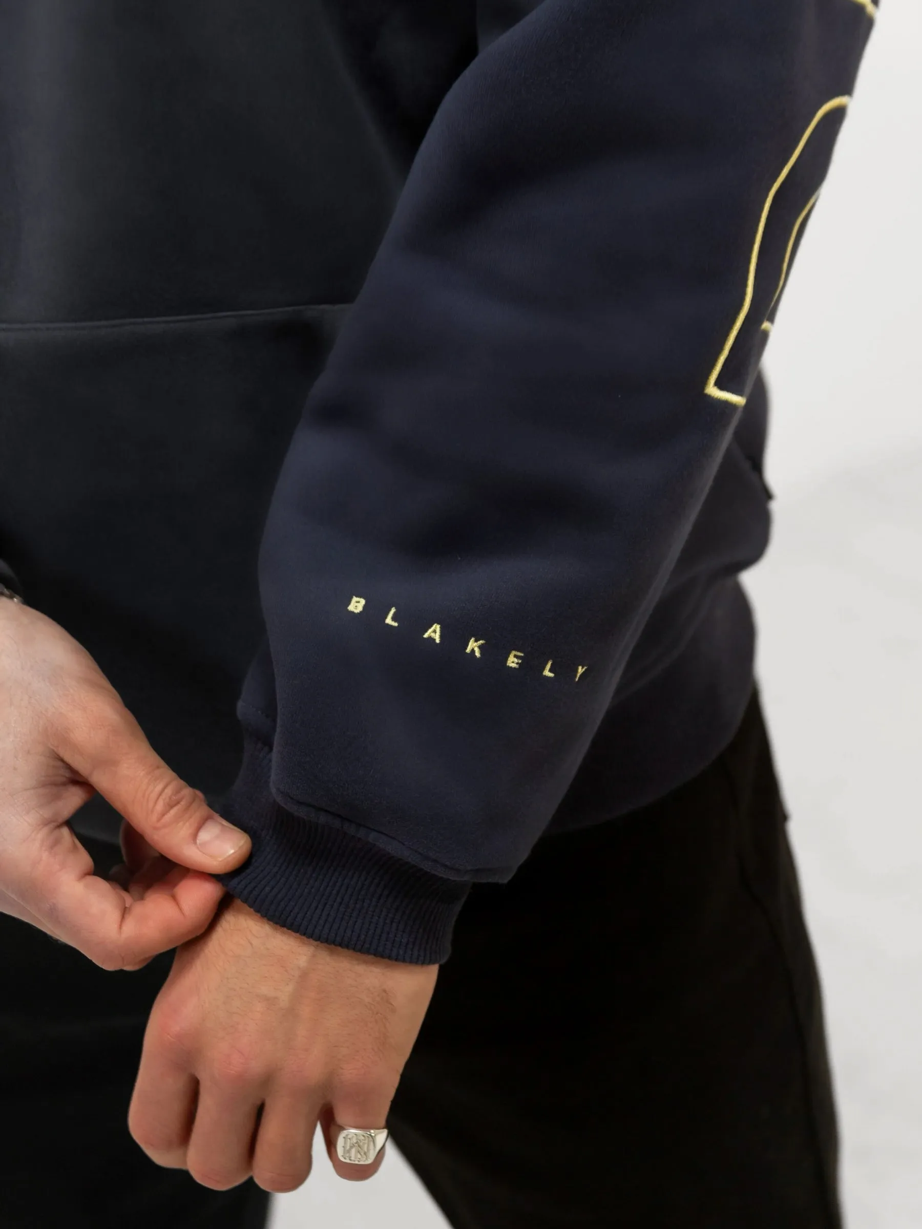 Seasonal Wear Seamless construction Embroidered Idris Oversized Hoodie - Yellow