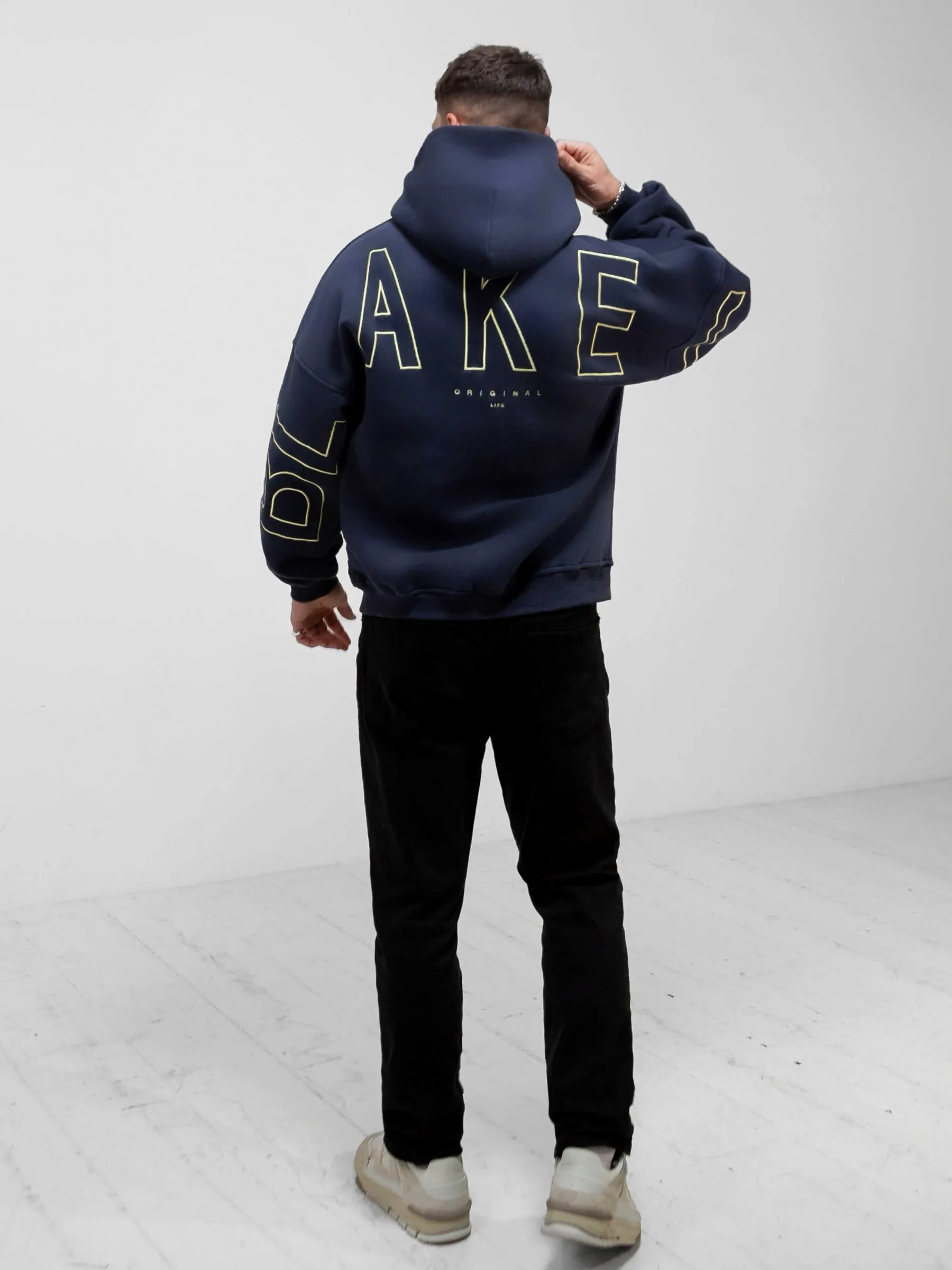 Coastal Style forest hike Embroidered Idris Oversized Hoodie - Yellow