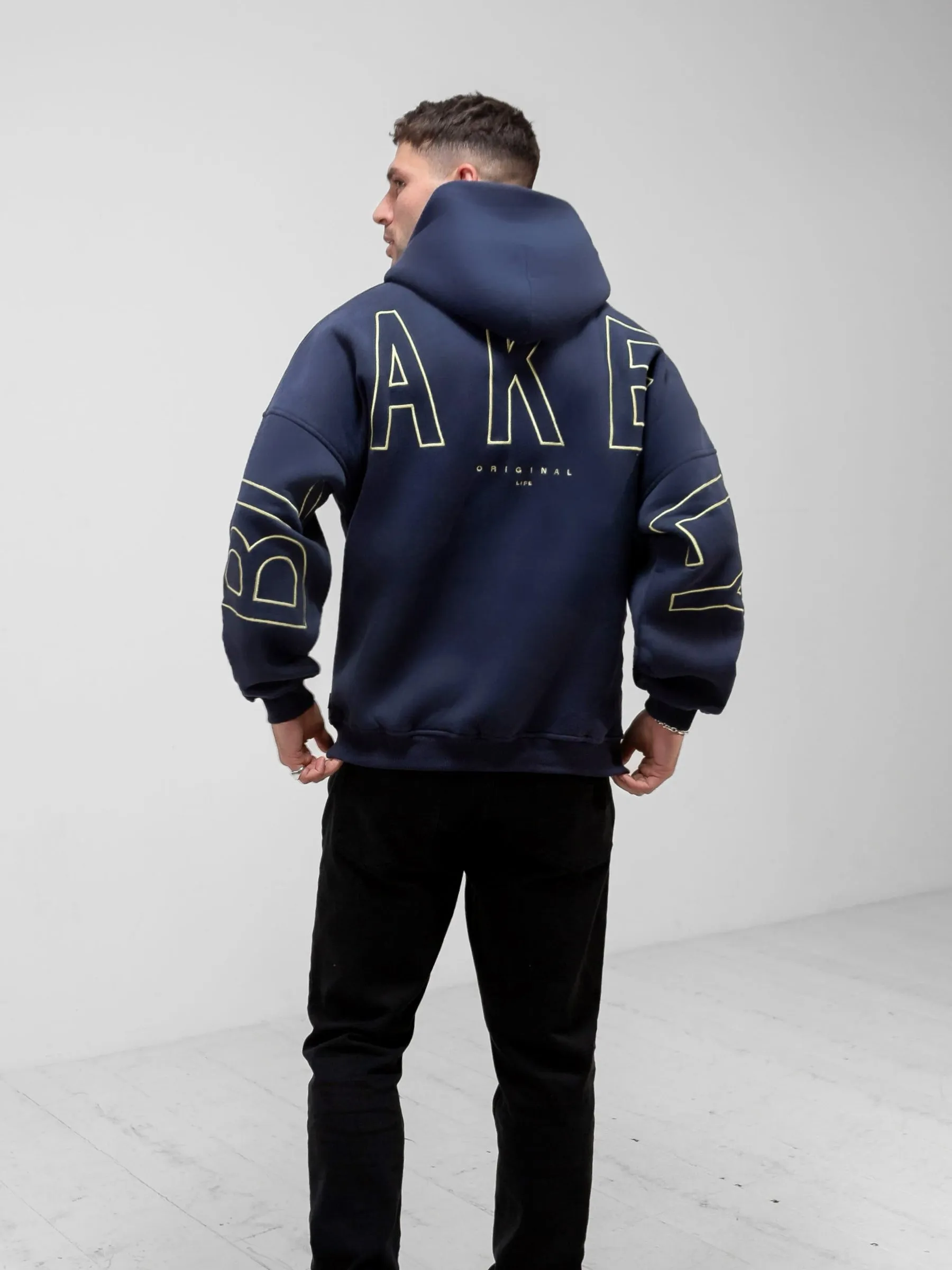 Embroidered Idris Oversized Hoodie - Yellow Nordic style Acrylic blend