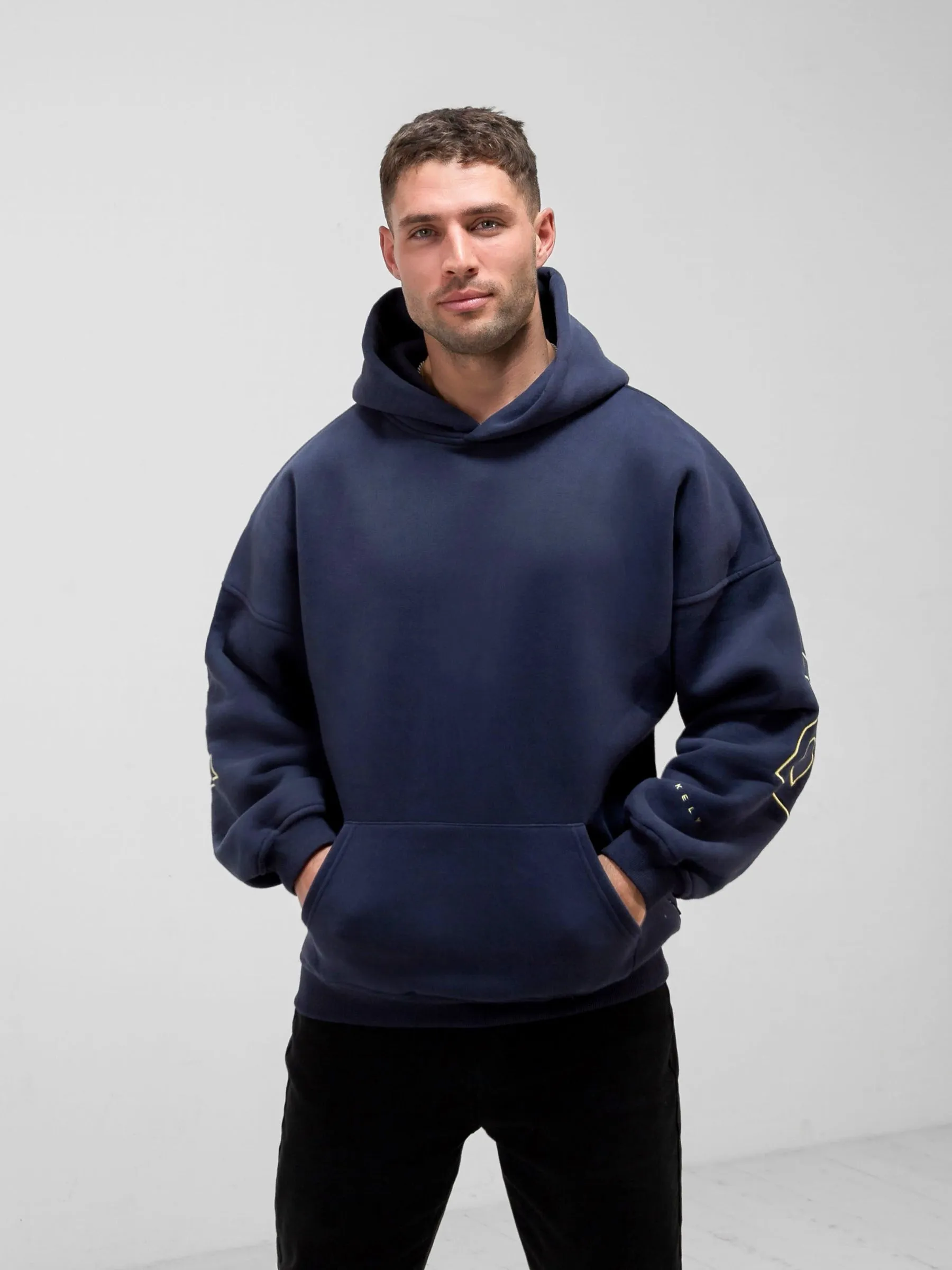 Embroidered Idris Oversized Hoodie - Yellow Non Restrictive Fit
