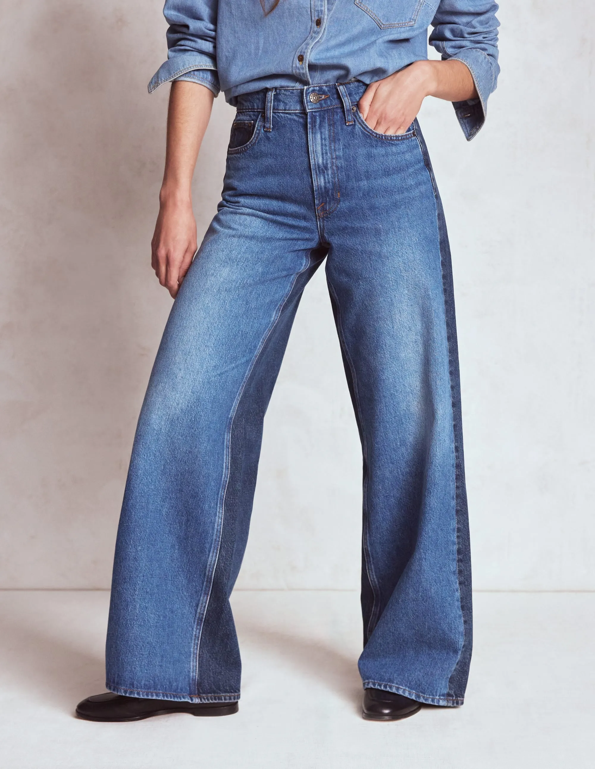 High Rise Wide Leg Jeans-Hotch Potch Lightweight Feel