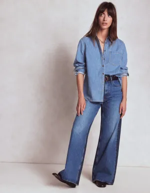 Comfy Touch Soft Finish High Rise Wide Leg Jeans-Hotch Potch