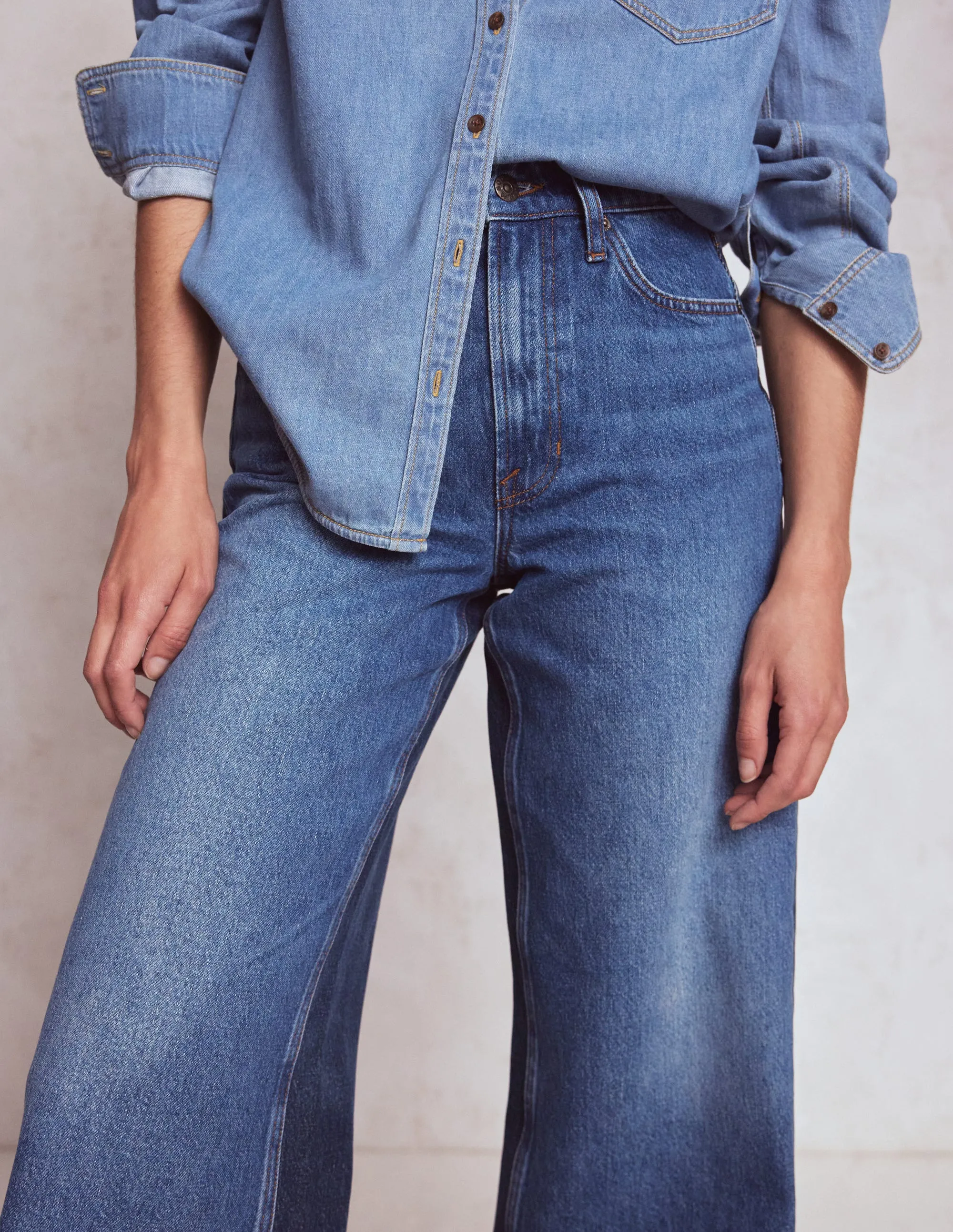 Essential Look Timeless Outfit High Rise Wide Leg Jeans-Hotch Potch