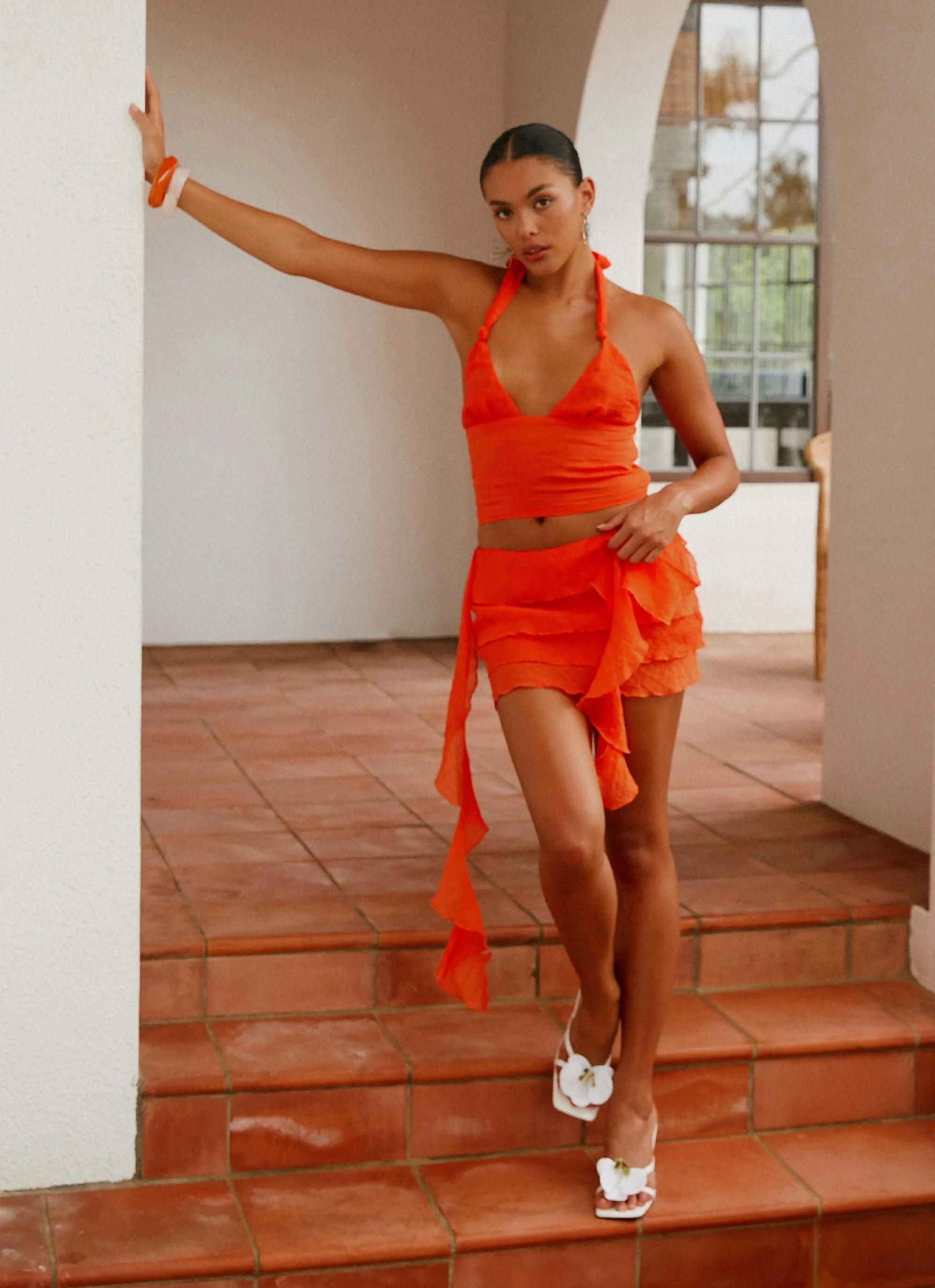ReversibleStyle End Of Us Mini Skirt - Orange