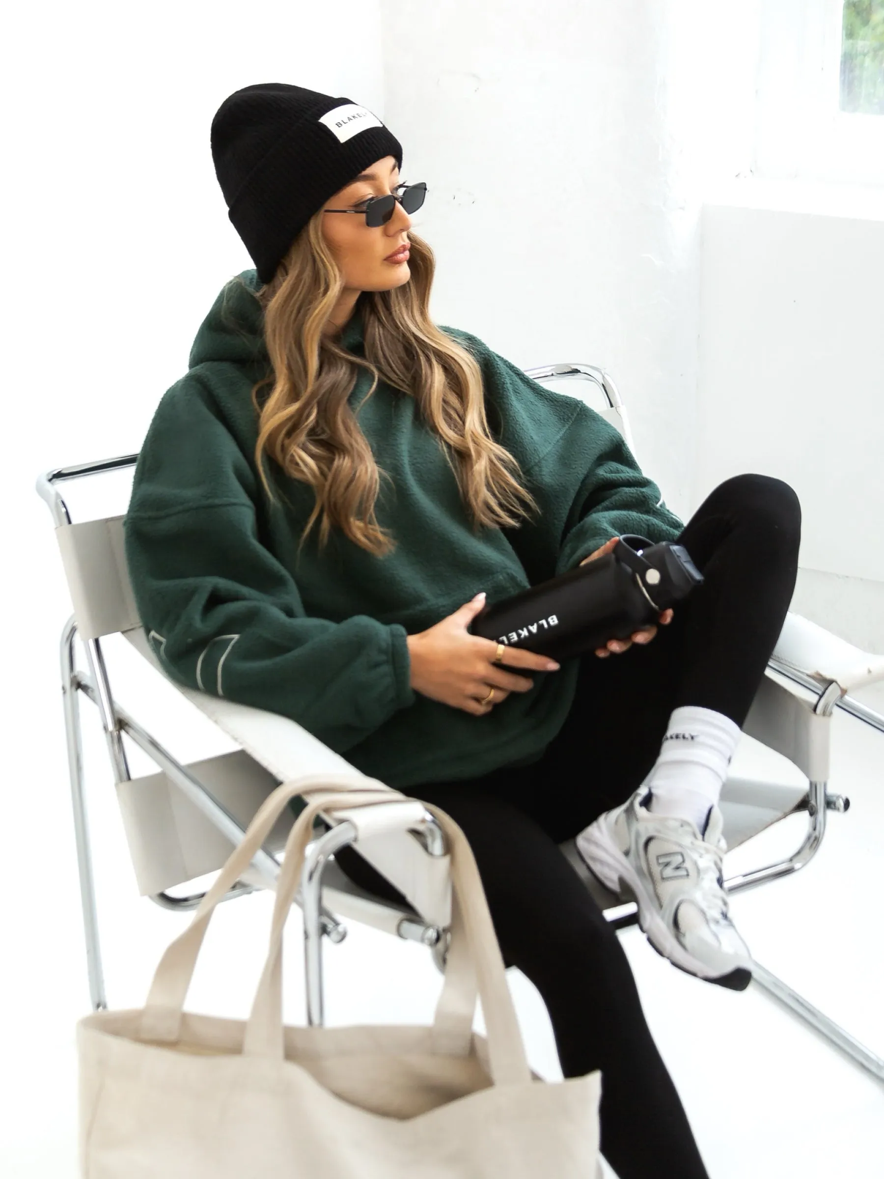 Stylish Multi Panel Construction Borg Isabel Oversized Hoodie - Green