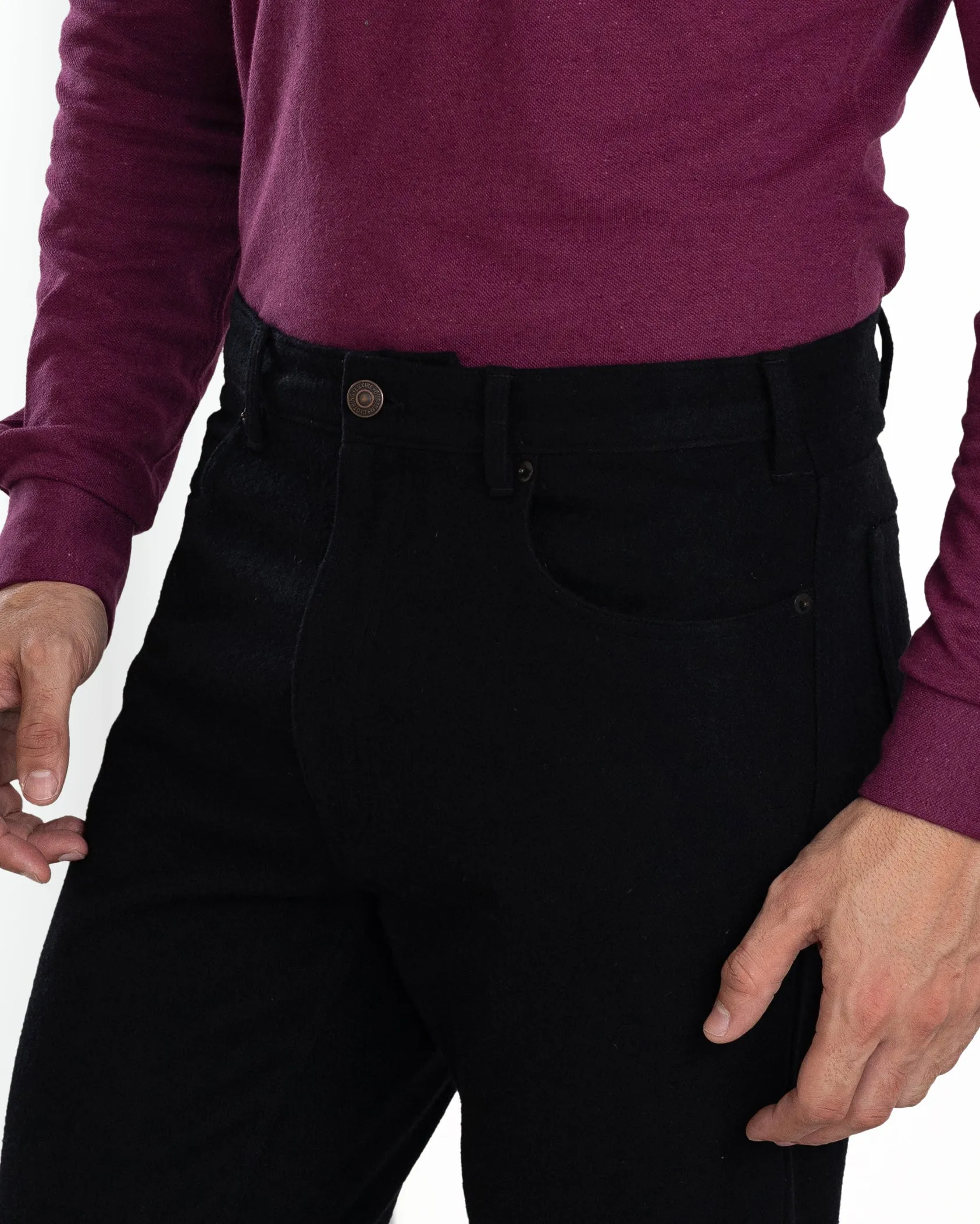 HighRiseWaistband Seasonal Basic Black Wool Jeans
