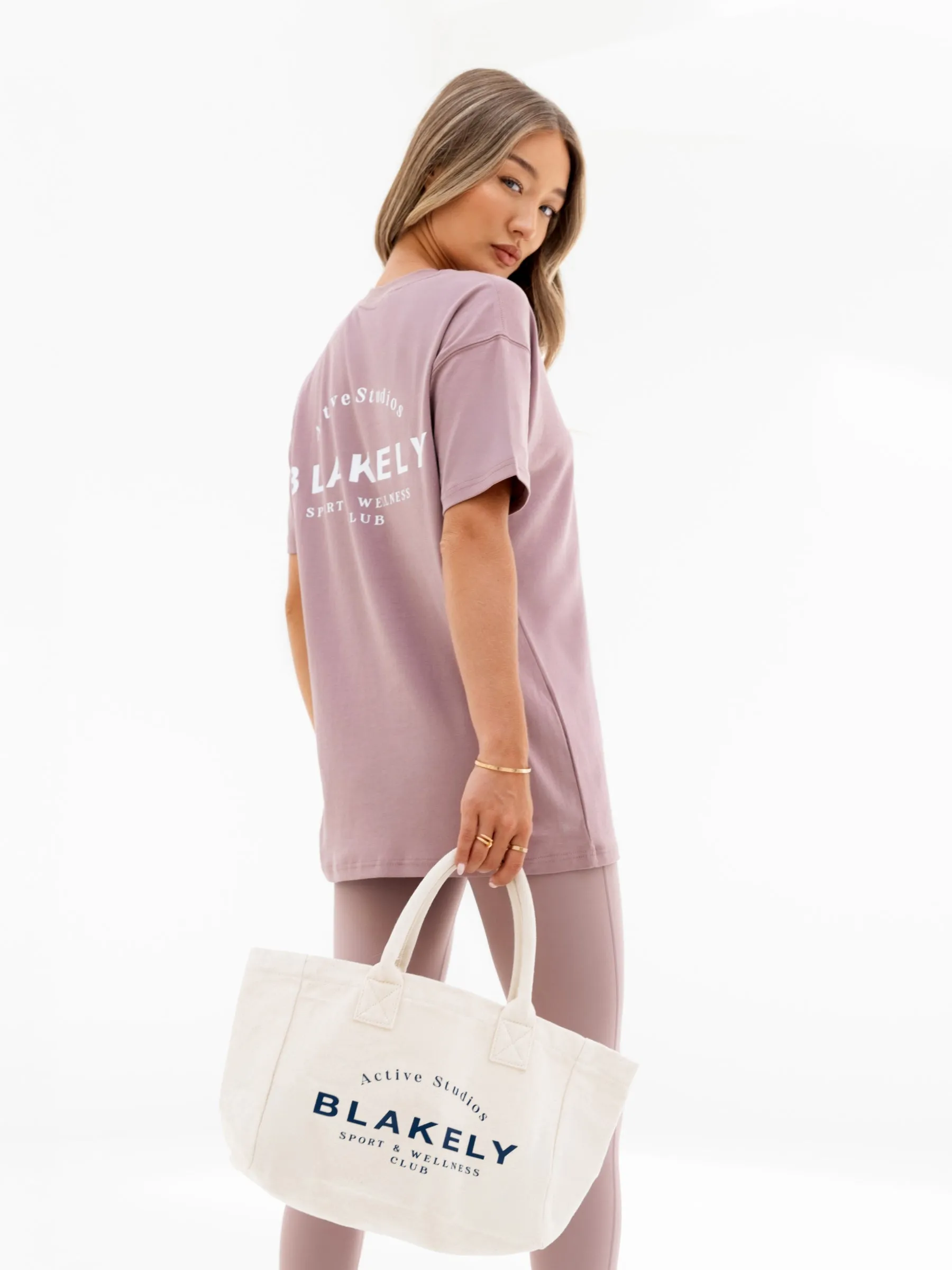 Light Layer Curved Active Studios Oversized T-Shirt - Dusty Pink