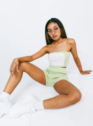 Cal Cable Knit Shorts Green StainReleaseCoating Halo Glow