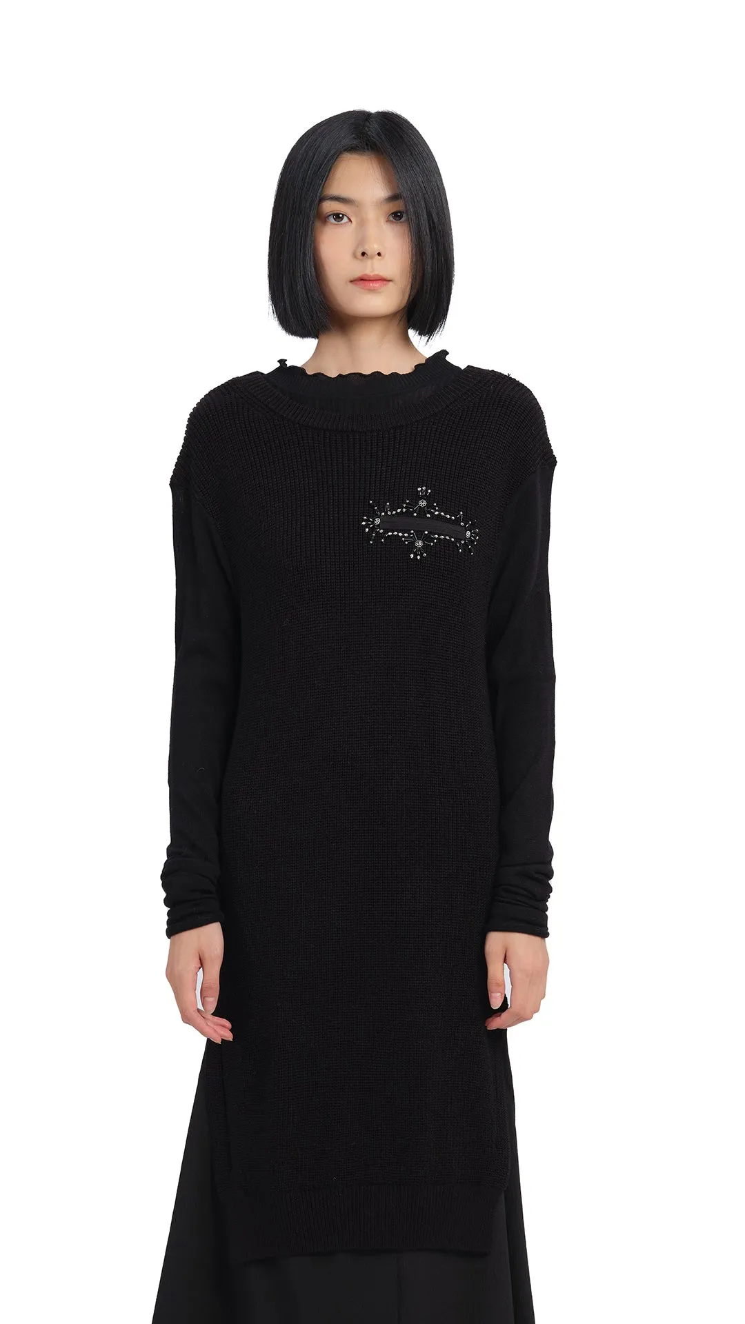 Knitted With Beading Dress Skin Hug VersatileStyle
