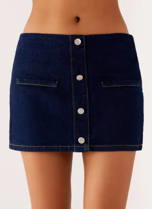 Semi Sheer Morrison Denim Mini Skirt - Indigo