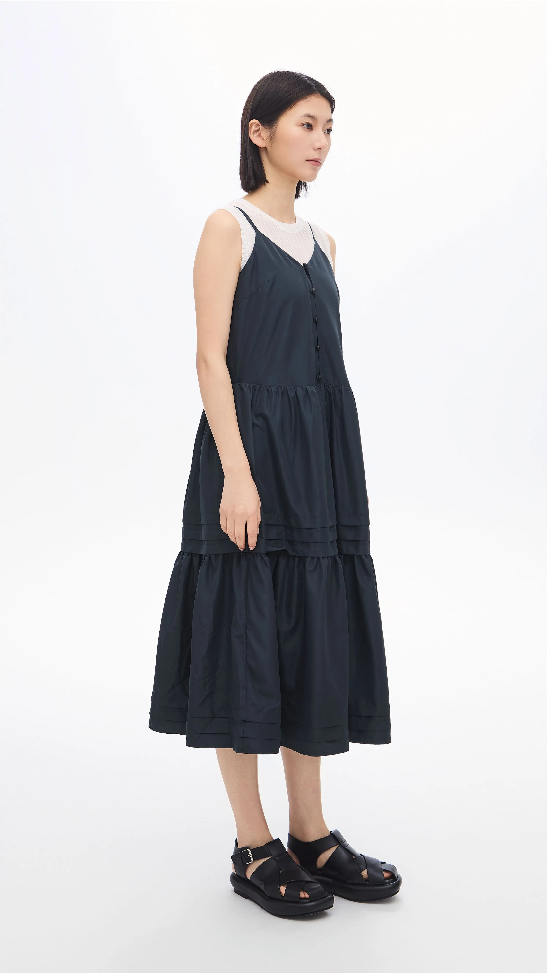Peace Glow NonRestrictiveCut Gather Pleaded Dress