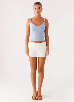 Chic Fit On Trend Linen Mini Skort - White