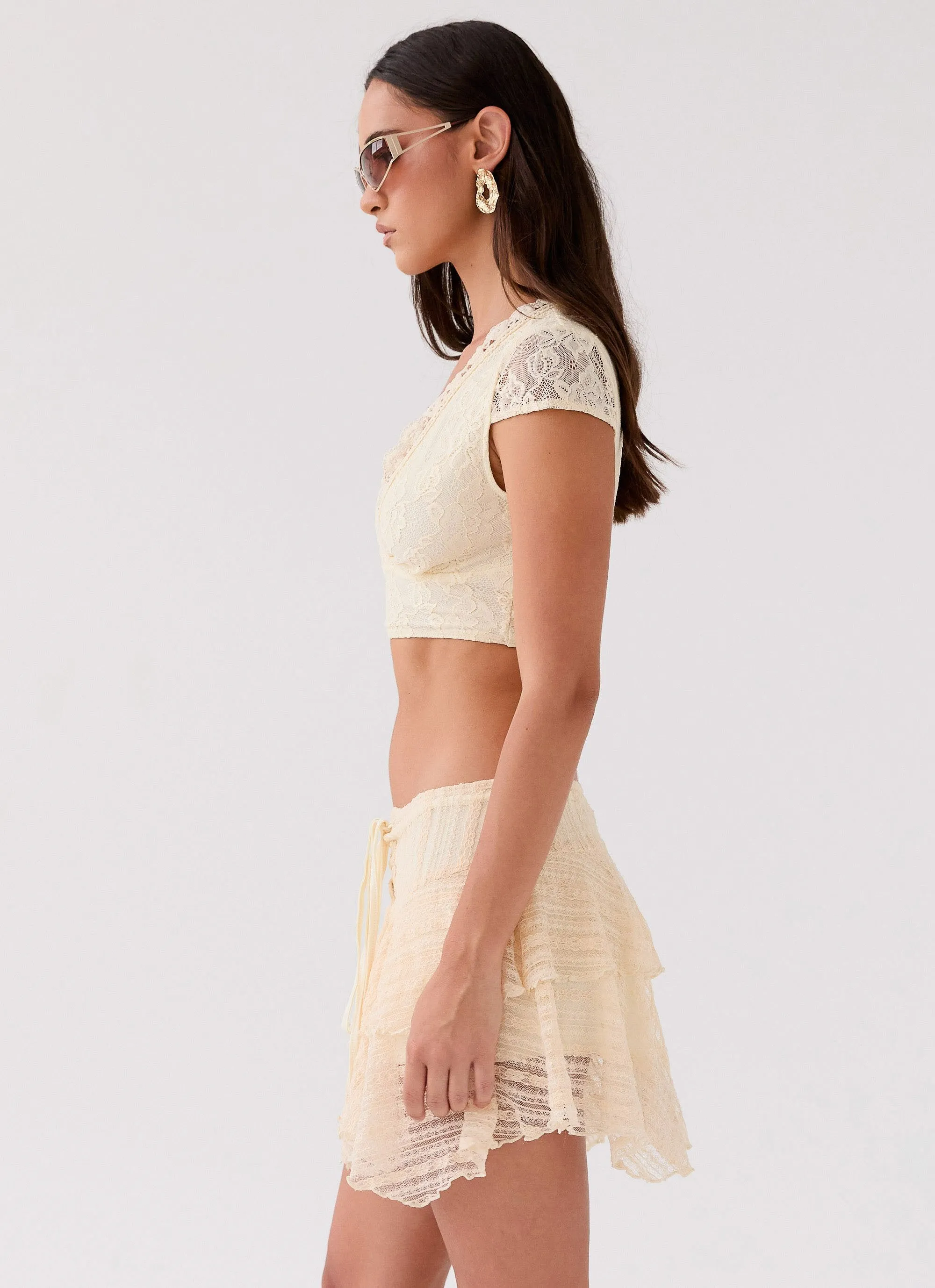 Coconut Cove Mini Skirt - Ivory Slit Detail