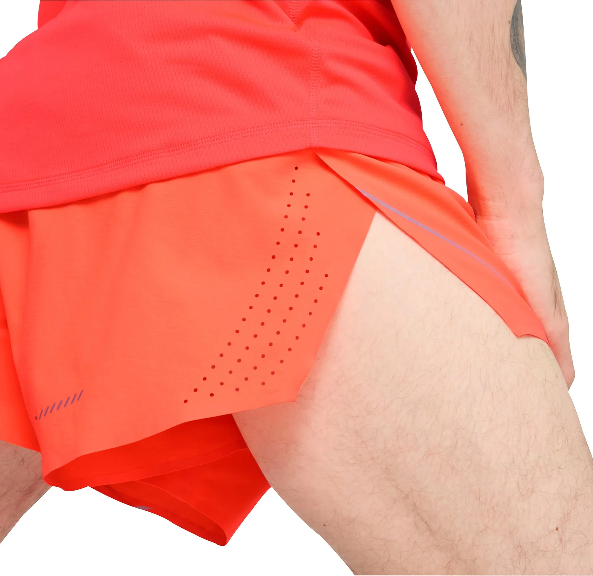 Fun Colors Adjustable Waistband Puma Raceday Ultraweave 3 Inch Split Mens Running Shorts - Red