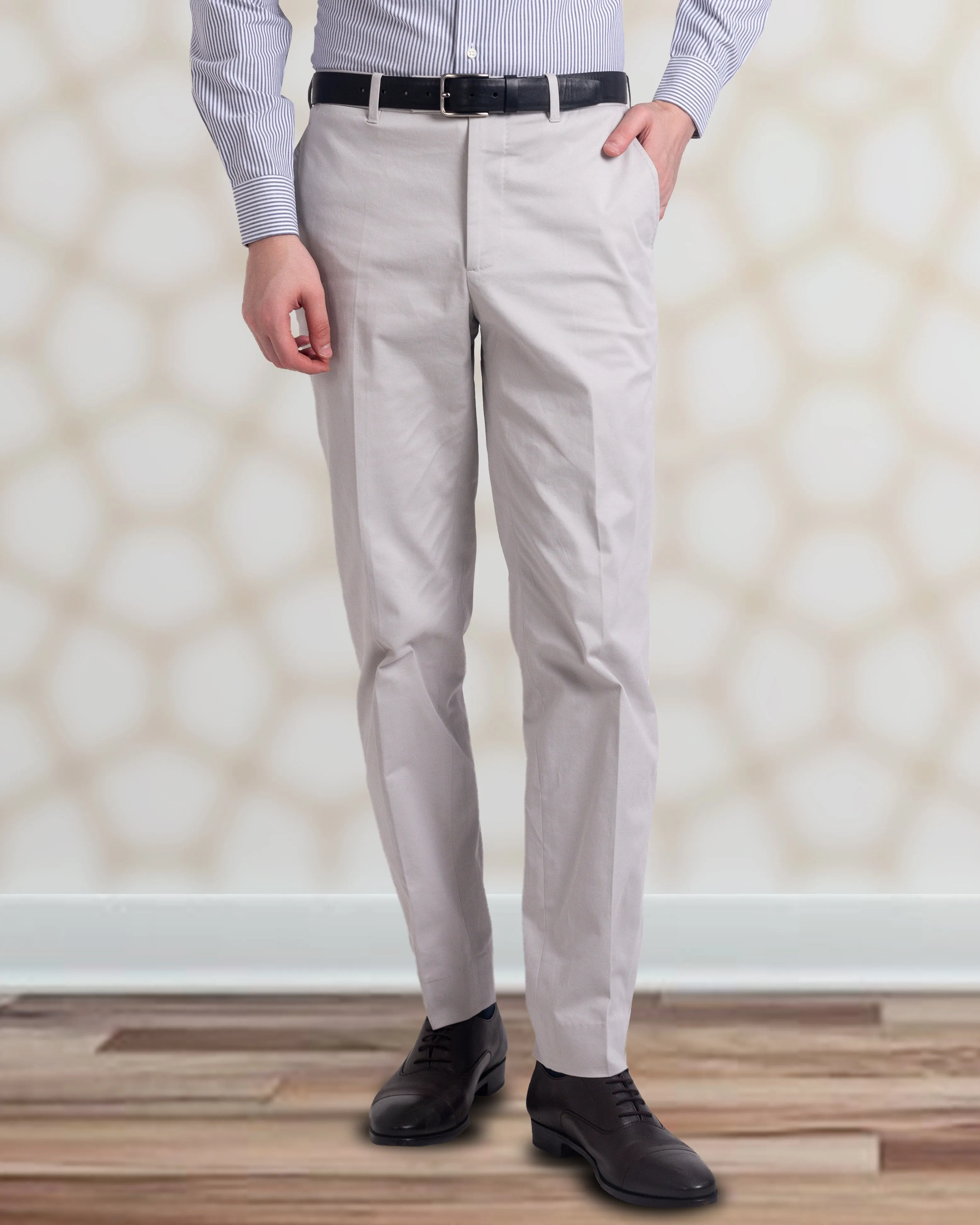 Oyster Grey Twill Dress Pant Seasonal Wear Anti Pilling