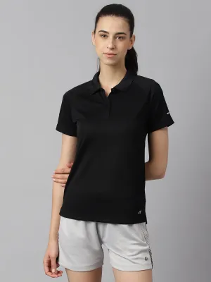 Summer Casual Alcis Women Black Tech-Fit Anti-Static Soft-Touch Slim-Fit Training Polo T-Shirt