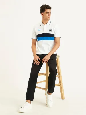 Contrast Trim Detail Tagless Neck Label Men's Colorblock Slim Fit Polo T-Shirt