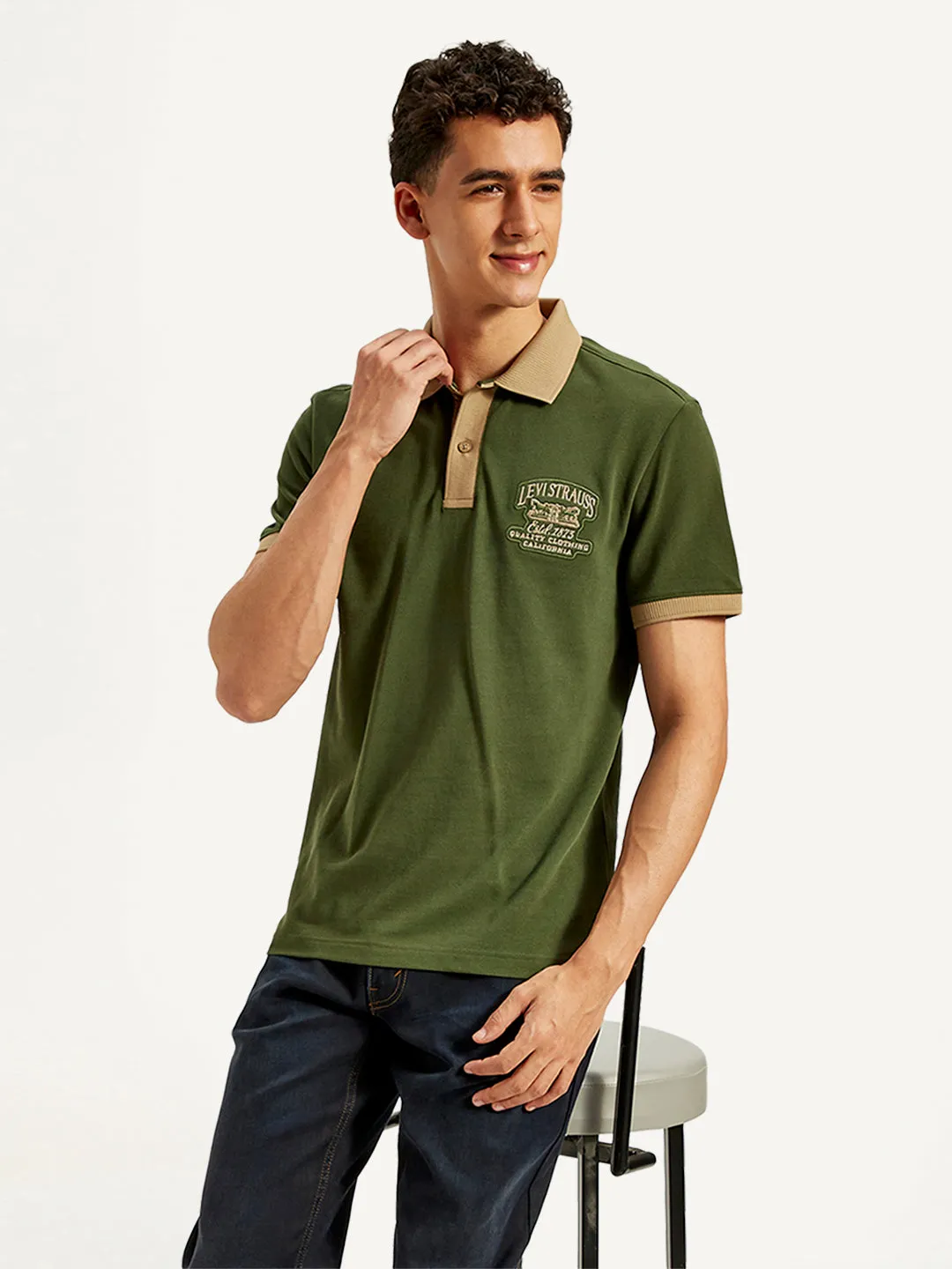 Smart Office Optimal Airflow Texture Men's Patchwork Slim Fit Polo T-Shirt