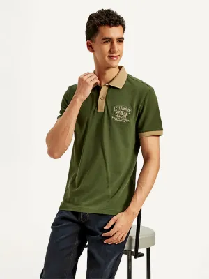 Smart Office Optimal Airflow Texture Men's Patchwork Slim Fit Polo T-Shirt