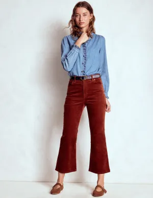 Simple Touch 5-Pocket Cord Kick Jeans-Fired Brick