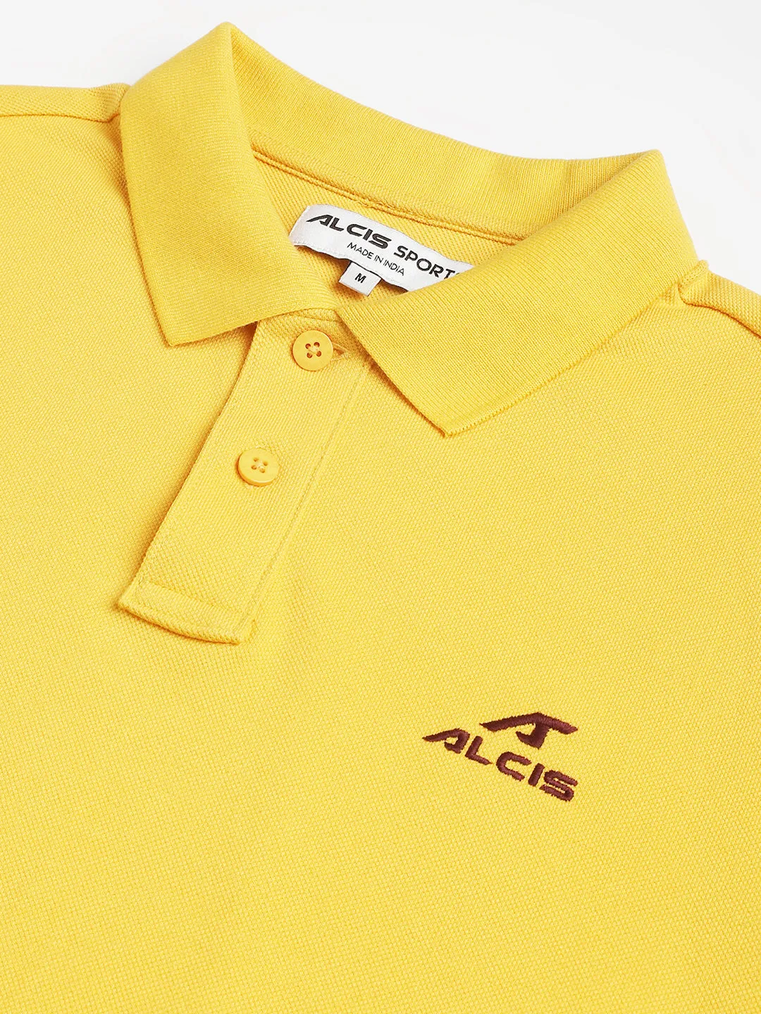 Alcis Men Banana Yellow Soft-Touch Regular-Fit Varsity Athleisure Polo T-Shirt Comfort Fit