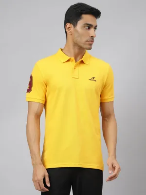 Classic Neckline Relaxed Comfort Alcis Men Banana Yellow Soft-Touch Regular-Fit Varsity Athleisure Polo T-Shirt