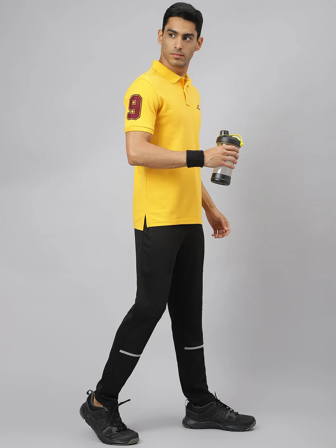 Alcis Men Banana Yellow Soft-Touch Regular-Fit Varsity Athleisure Polo T-Shirt Stylish Fit
