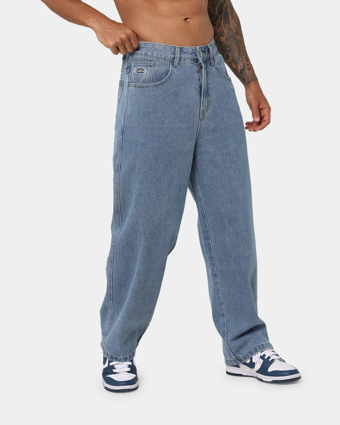 X-Large Bull Denim 91 Pants Mid Blue Move With Ease