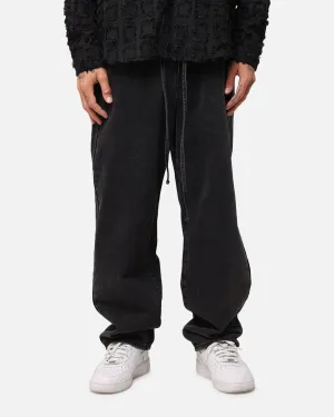 Unisex Fit Winter Warmth Durable XXIII Tie Lace Baggy Jeans Black Stonewash