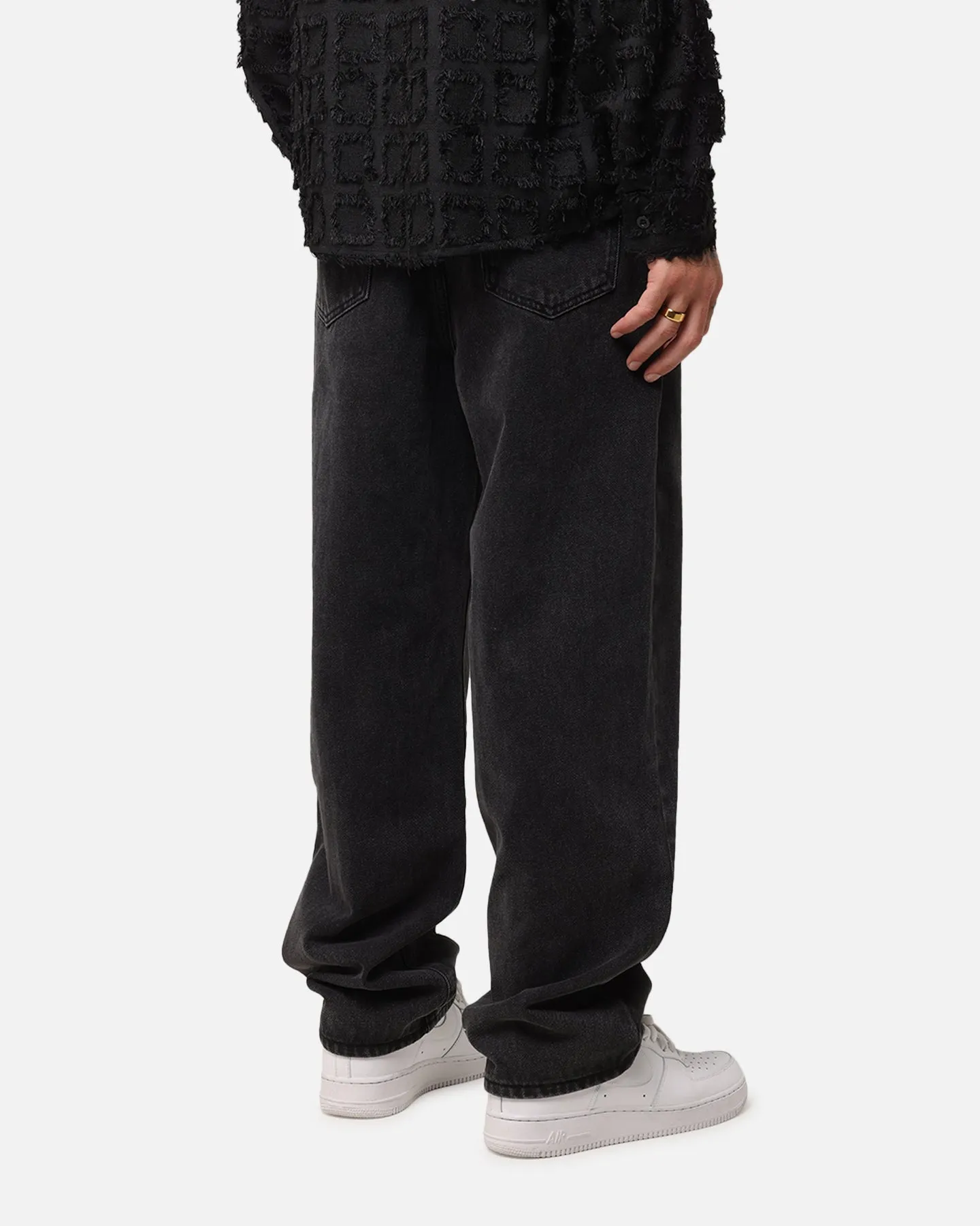 XXIII Tie Lace Baggy Jeans Black Stonewash Comfort waistband