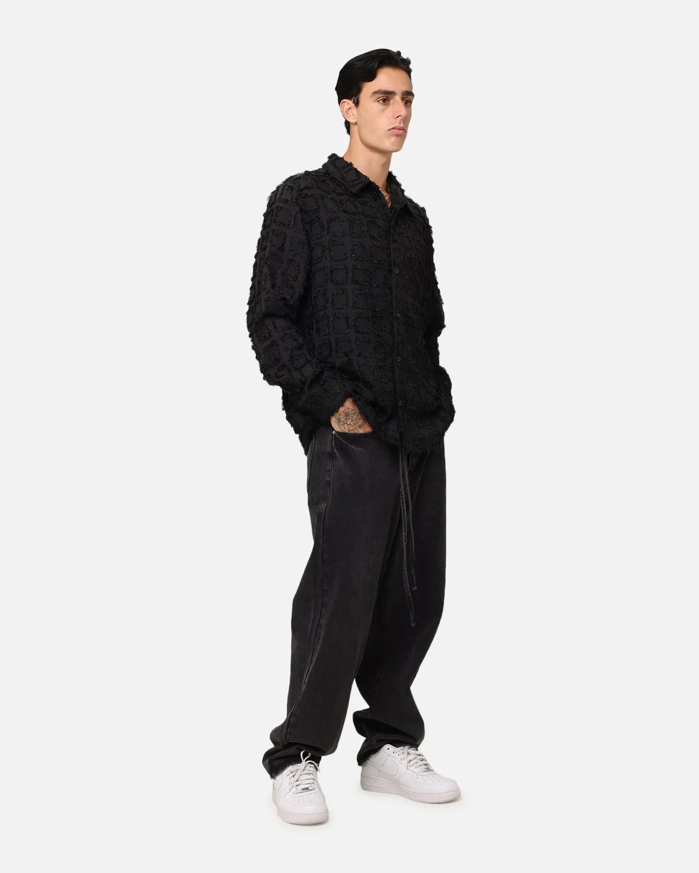 Fit Ready XXIII Tie Lace Baggy Jeans Black Stonewash