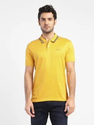 Men's Solid Polo T-shirt Yellow Travel Friendly