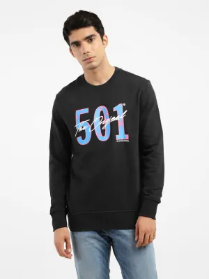 3D Sculpted Hood Activewear Men's Printed Crew Neck Sweatshirt