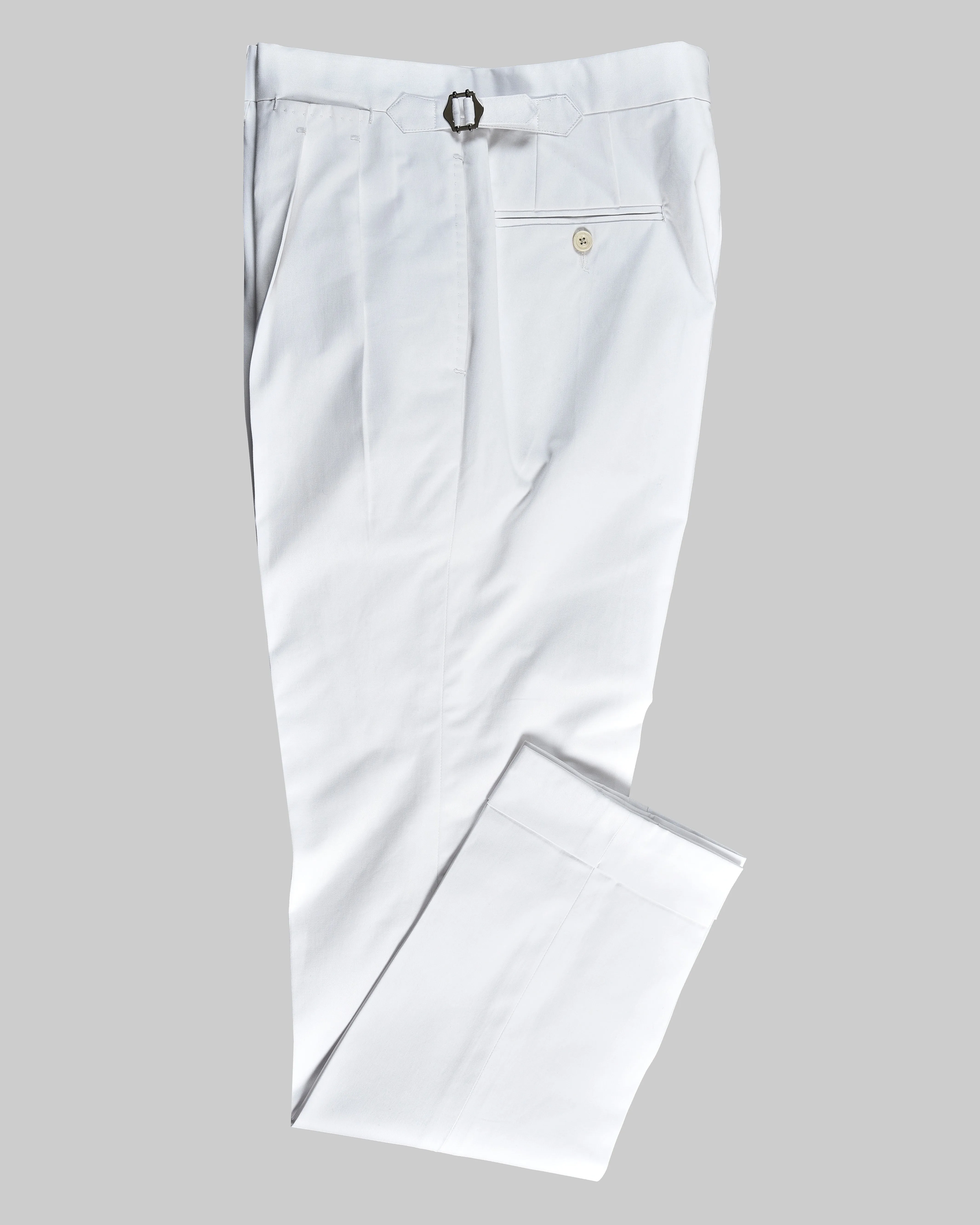 Cotton: White Summer Twill Dress Pant Straight Leg High Quality Material