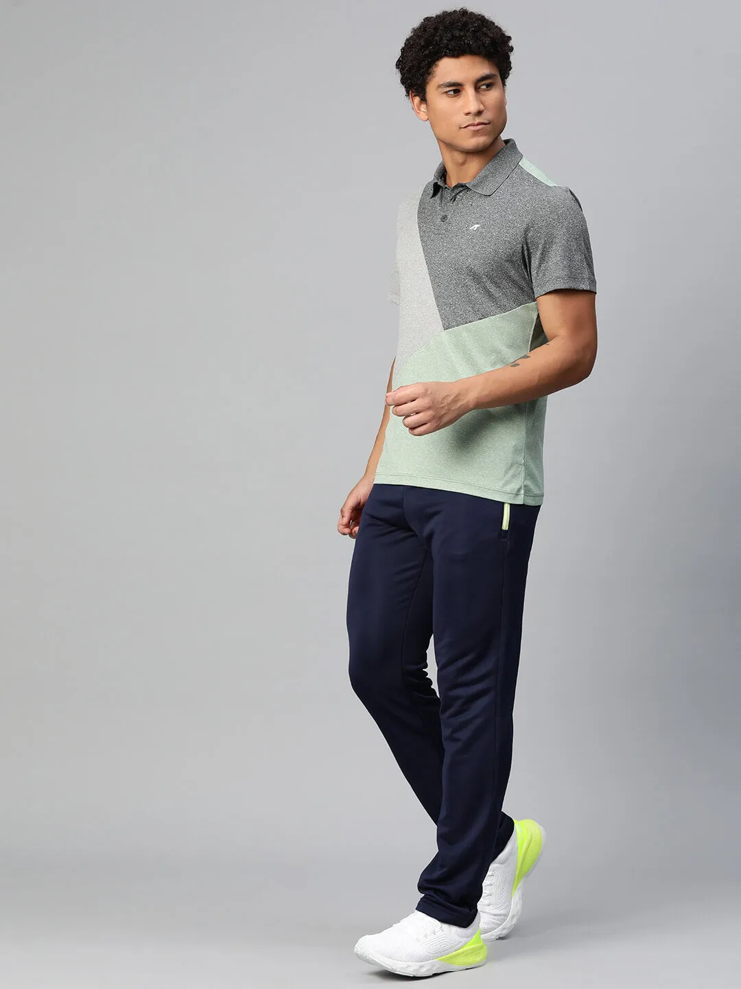 Alcis Men Colourblocked Polo Collar Anti Static Slim Fit T-shirt UV Protection FadeResistant Dye