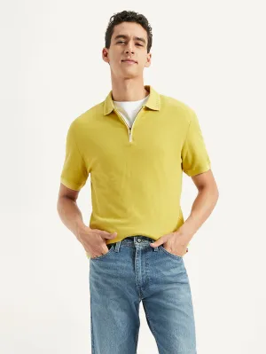 Breathable Airflow Channels Garment Washed Finish Men's Solid Slim Fit Polo T-shirt