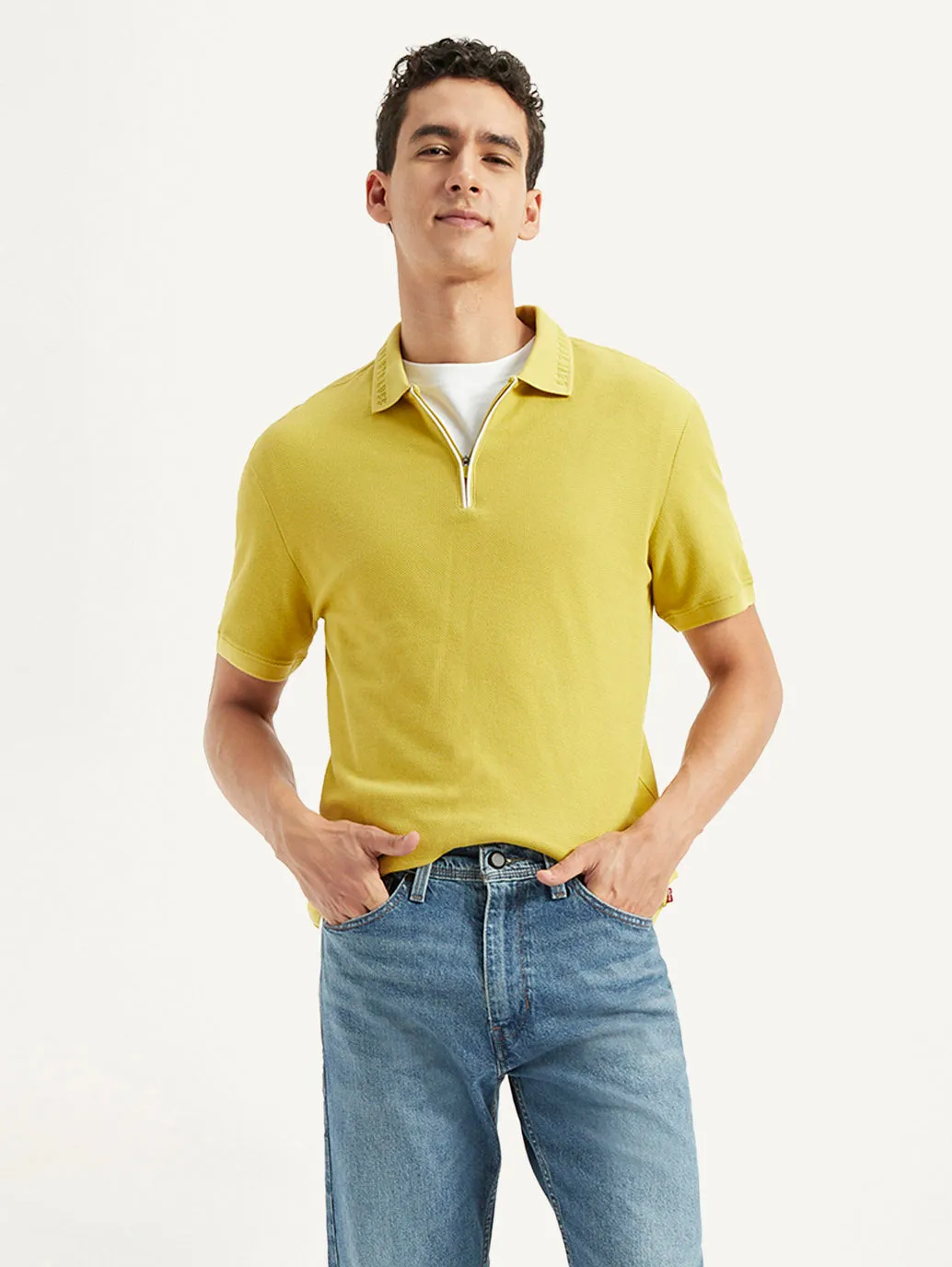 Breathable Airflow Channels Garment Washed Finish Men's Solid Slim Fit Polo T-shirt