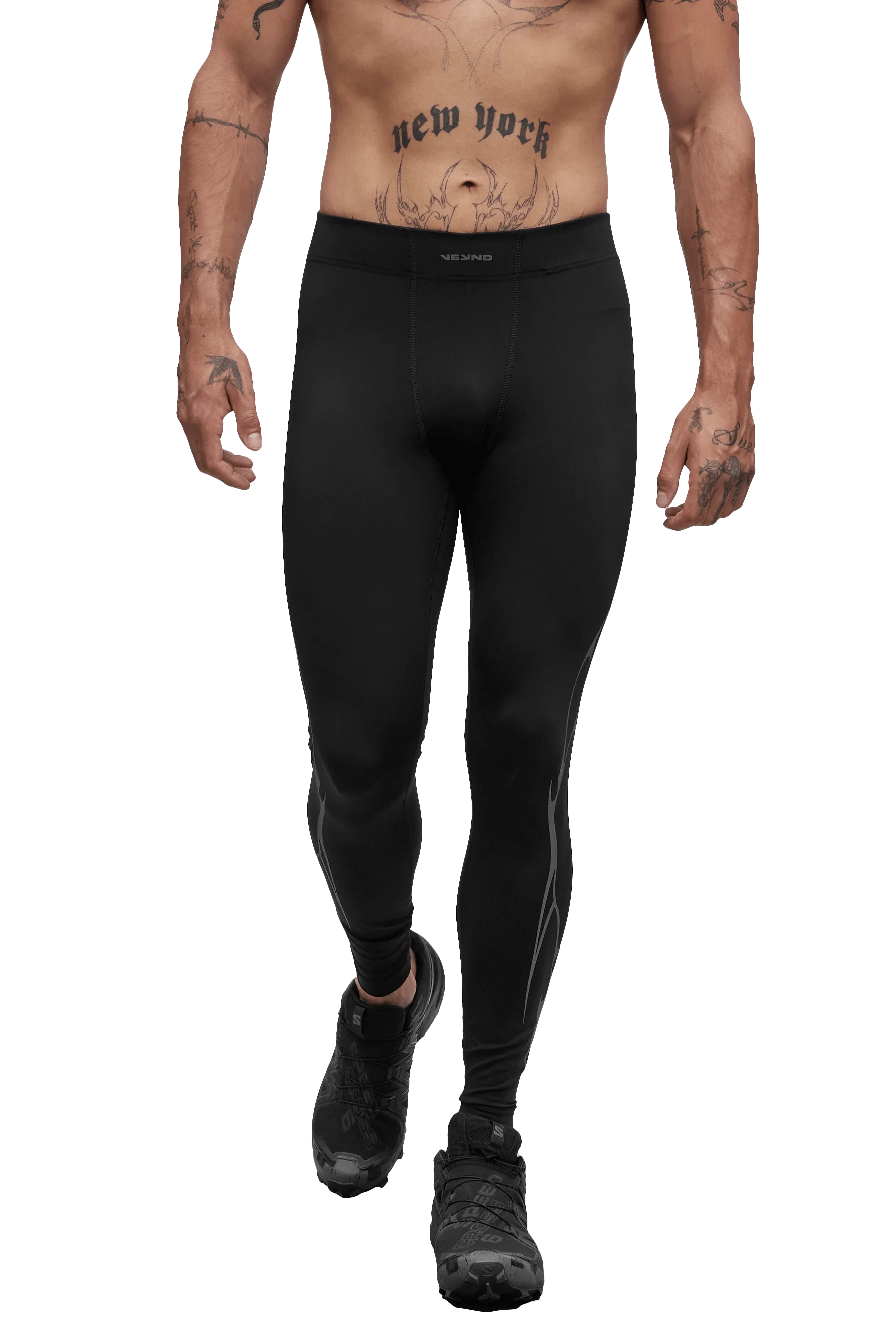 TIGHTS GRAY VEINS GRAPHIC - Black WrinkleFree Fabric Digital Core