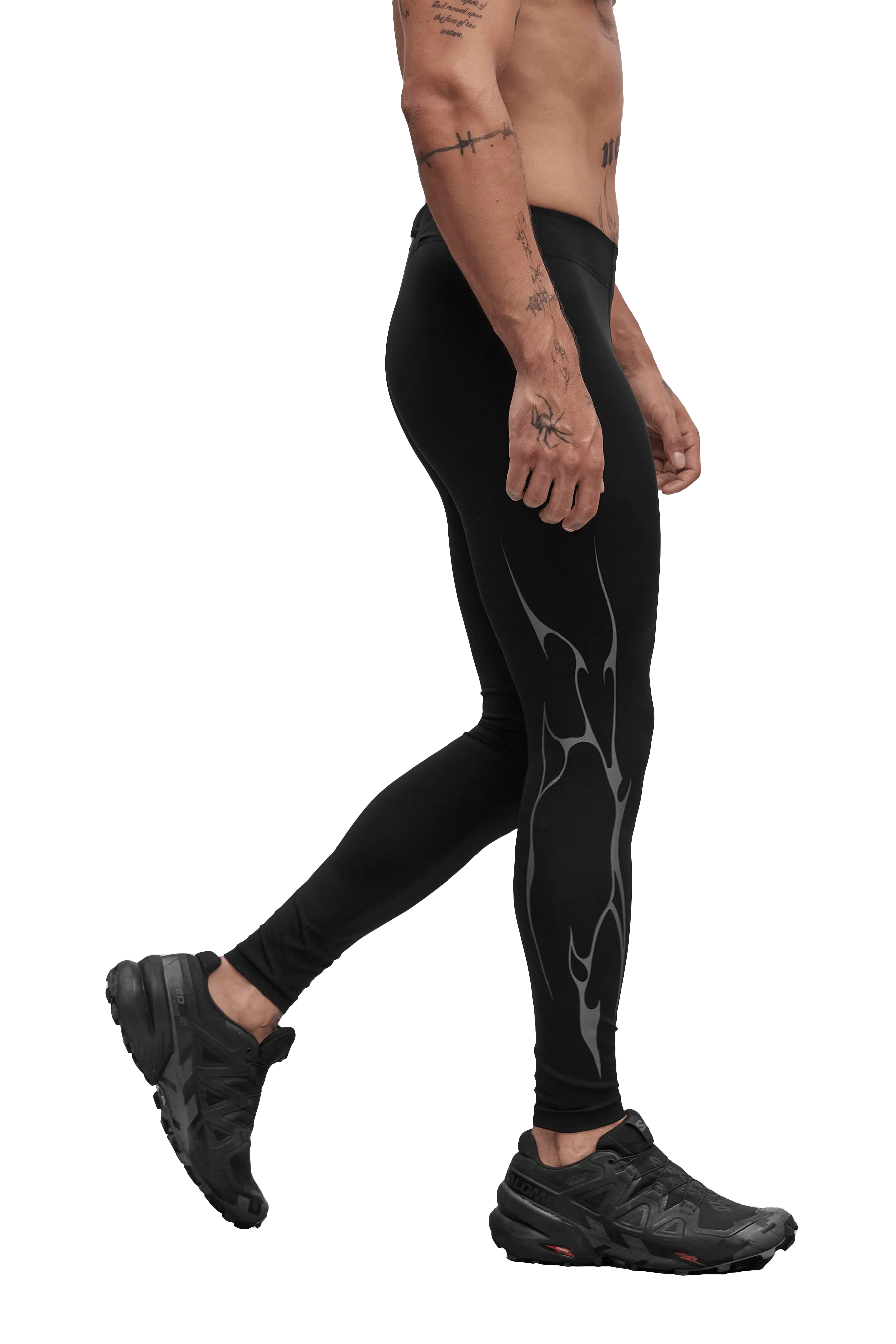 french chic DoubleStitchedSeams TIGHTS GRAY VEINS GRAPHIC - Black