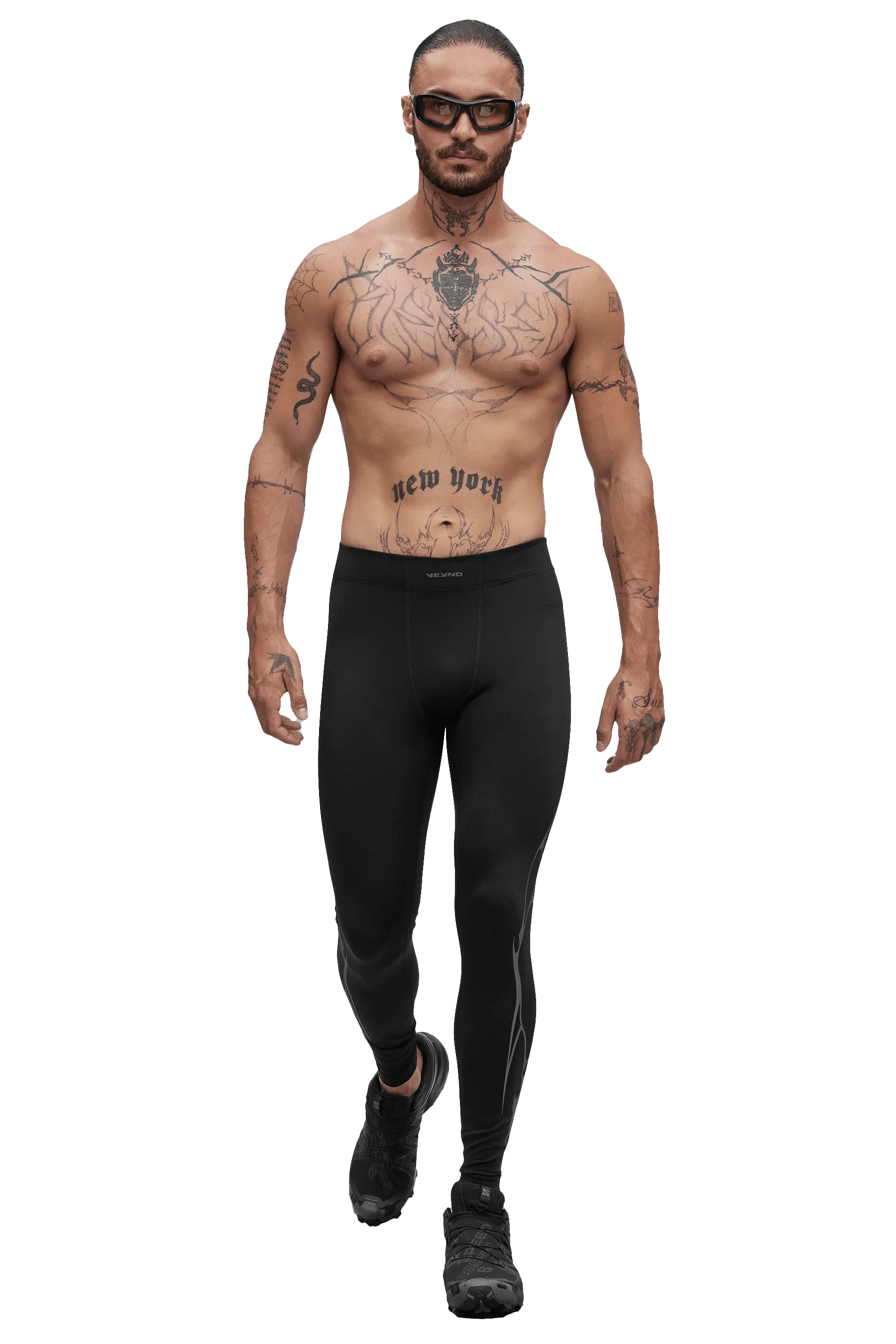 TIGHTS GRAY VEINS GRAPHIC - Black Travel Proof Aerated Seam Placement