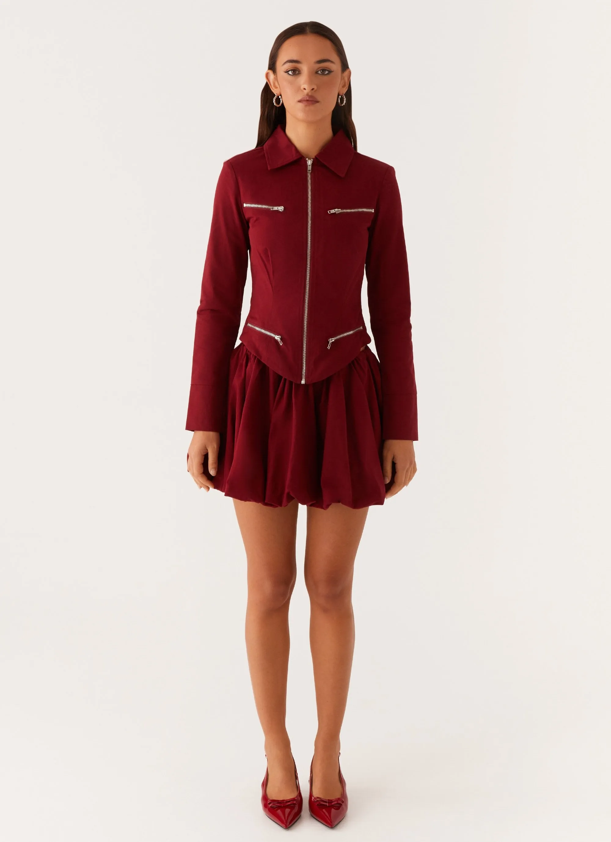 Classic Form Rose Soft Vesper Bubble Mini Skirt - Mulberry