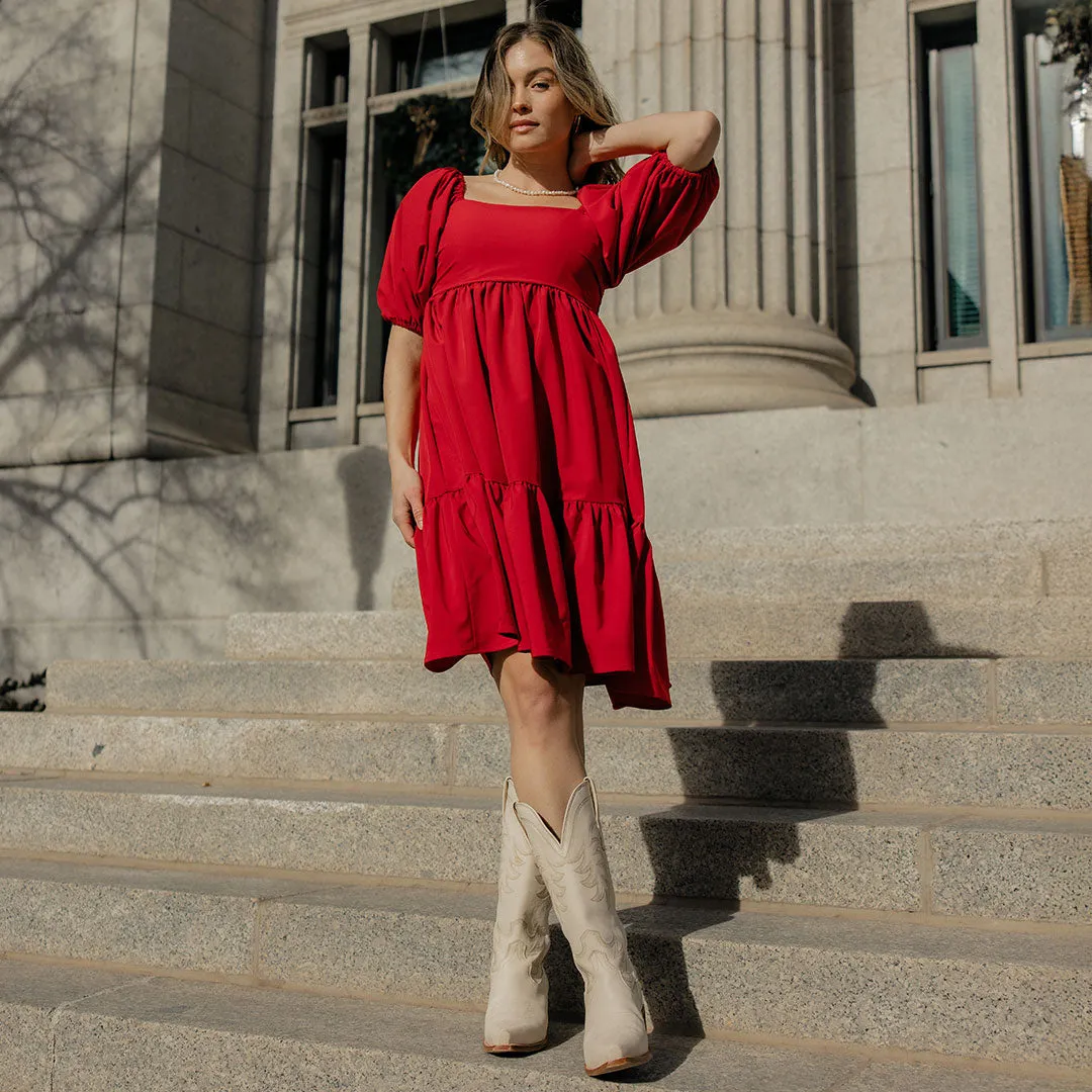 Middleton Dress, Crimson QuickRelease Closures Sunset Scene