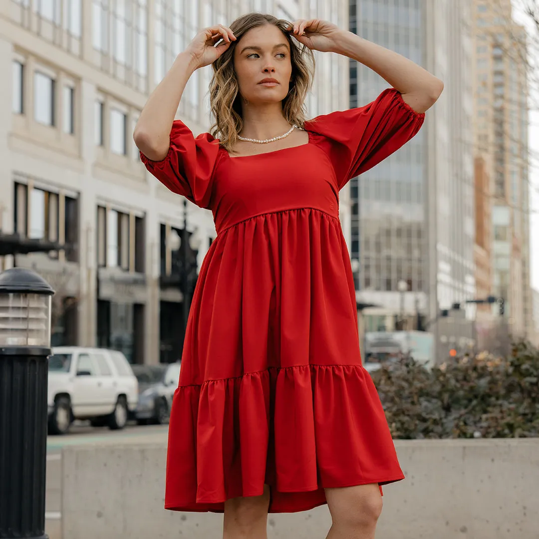 SustainableProduction Middleton Dress, Crimson