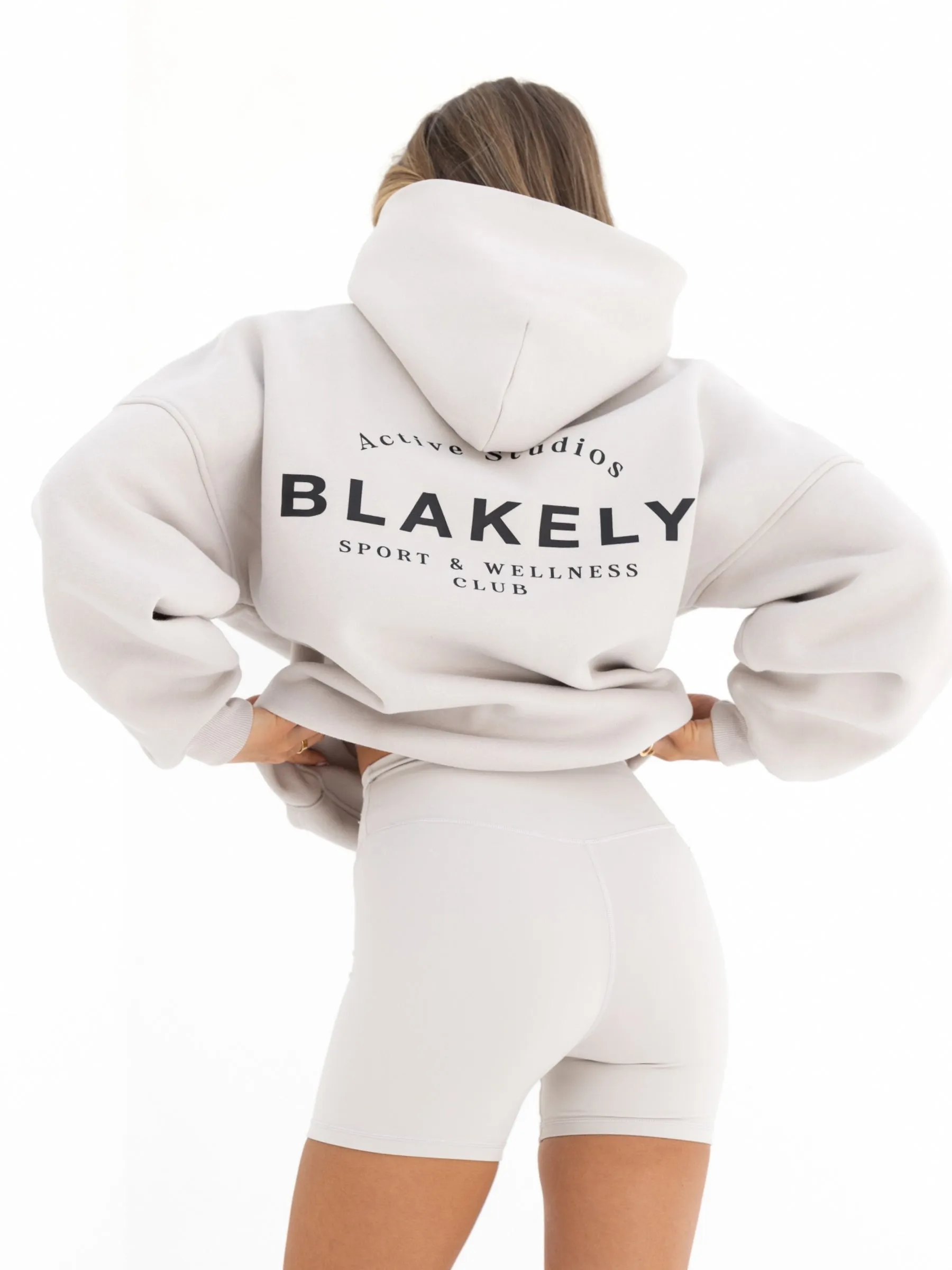 Ribbed Hem Details Street Vibe Active Studios Oversized Hoodie - Ivory