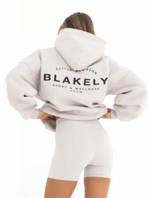 Ribbed Hem Details Street Vibe Active Studios Oversized Hoodie - Ivory