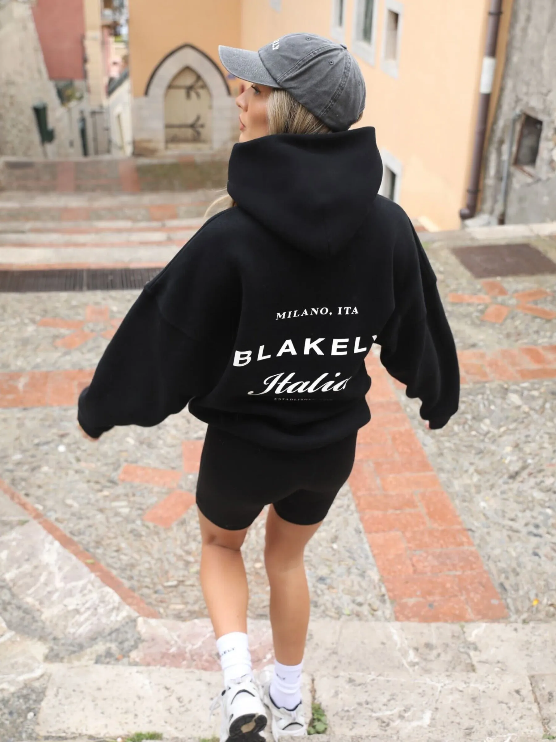 Italia Oversized Hoodie - Black Corduroy feel